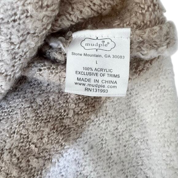 Mud Pie V-Neck Striped Sweater, Size L – Cream & Camel - Picture 8 of 9